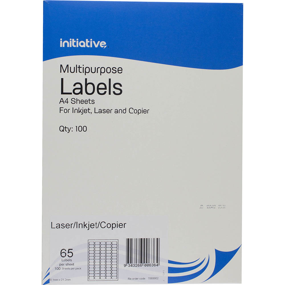 Image for INITIATIVE MULTI-PURPOSE LABELS 65UP 38.1 X 21.2MM PACK 100 from Albany Office Products Depot