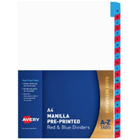 avery 85742 divider manilla a-z a4 white with red and blue plastic tabs
