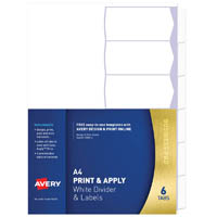 avery 930112 l7455-6 print and apply a4 with easy apply labels 6 tabs