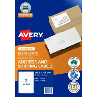 avery 936071 j8168 address and shipping label smudge free inkjet 2up white pack 25