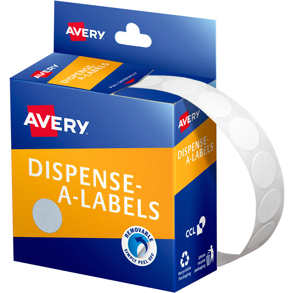 Image for AVERY 937200 ROUND LABEL DISPENSER 14MM WHITE BOX 1200 from Albany Office Products Depot