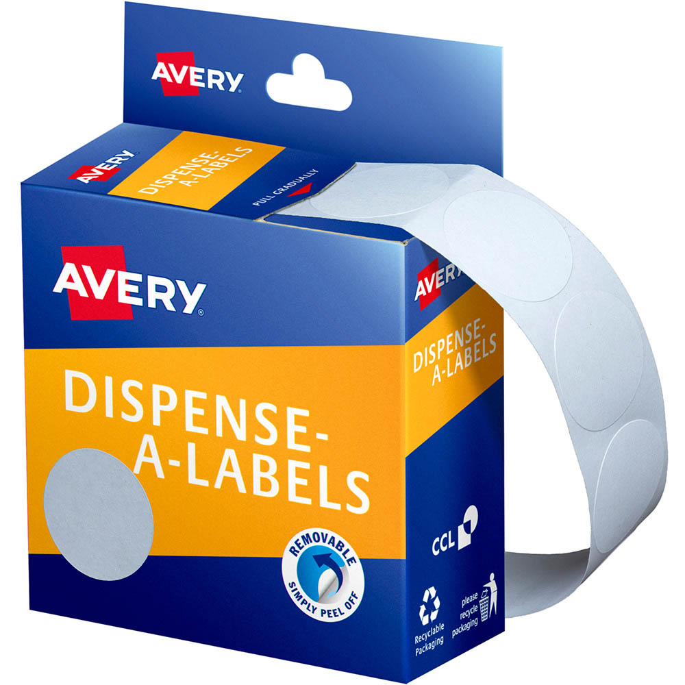 Image for AVERY 937202 ROUND LABEL DISPENSER 24MM WHITE BOX 550 from Albany Office Products Depot