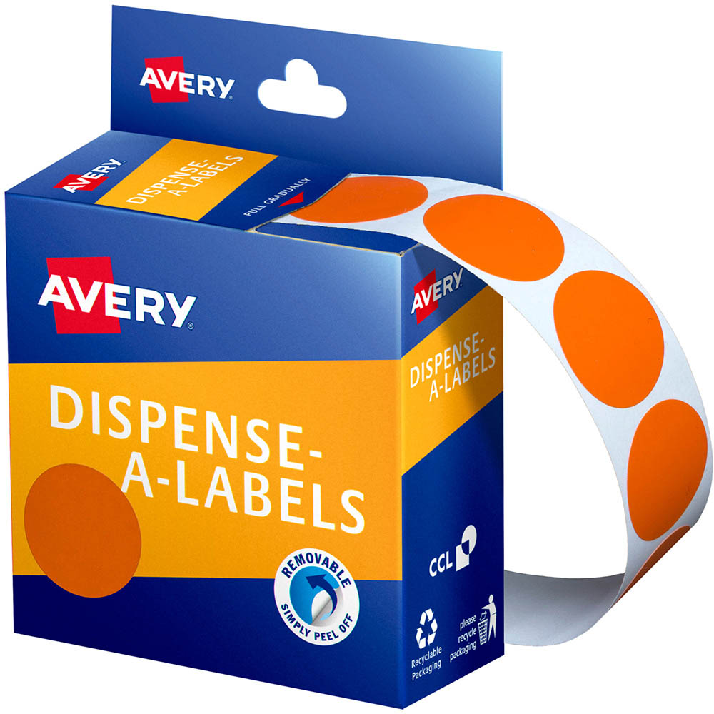 Image for AVERY 937248 ROUND LABEL DISPENSER 24MM ORANGE BOX 500 from Ross Office Supplies Office Products Depot