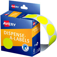 avery 937295 round label dispenser 24mm fluoro yellow box 350