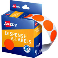 avery 937299 round label dispenser 24mm fluoro red box 350