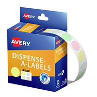 avery dot sticker dispenser 14mm assorted pastel pack 600