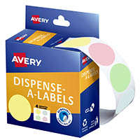avery dot sticker dispenser 24mm assorted pastel pack 300