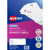 avery 959089 l7163 address label smooth feed laser 14up white pack 250