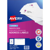 avery 959090 l7160 address label smooth feed laser 21up white pack 250