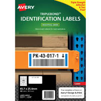 avery 959220 extra strong triplebond labels 45.7 x 25.4mm white pack 10