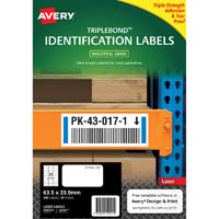 avery 959221 extra strong triplebond labels 63.5 x 33.9mm white pack 10