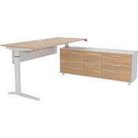 potenza executive electric height adjustable desk rhs buffet 2000 x 1820mm virginia walnut/white