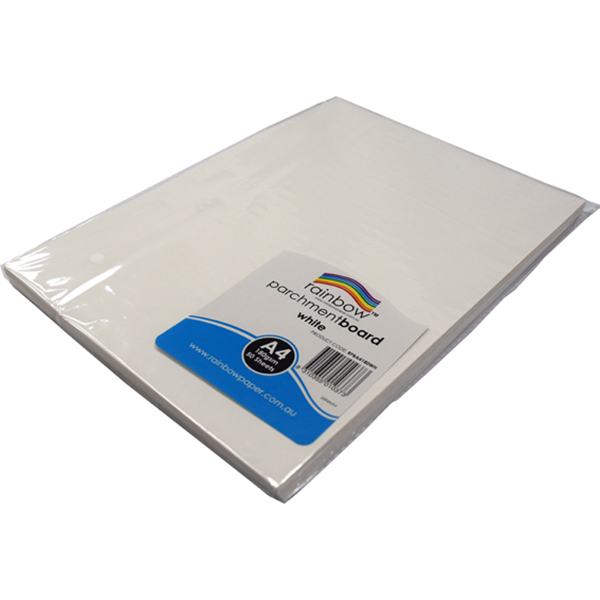 Image for RAINBOW PARCHMENT BOARD A4 180GSM WHITE PACK 50 from Total Supplies Pty Ltd