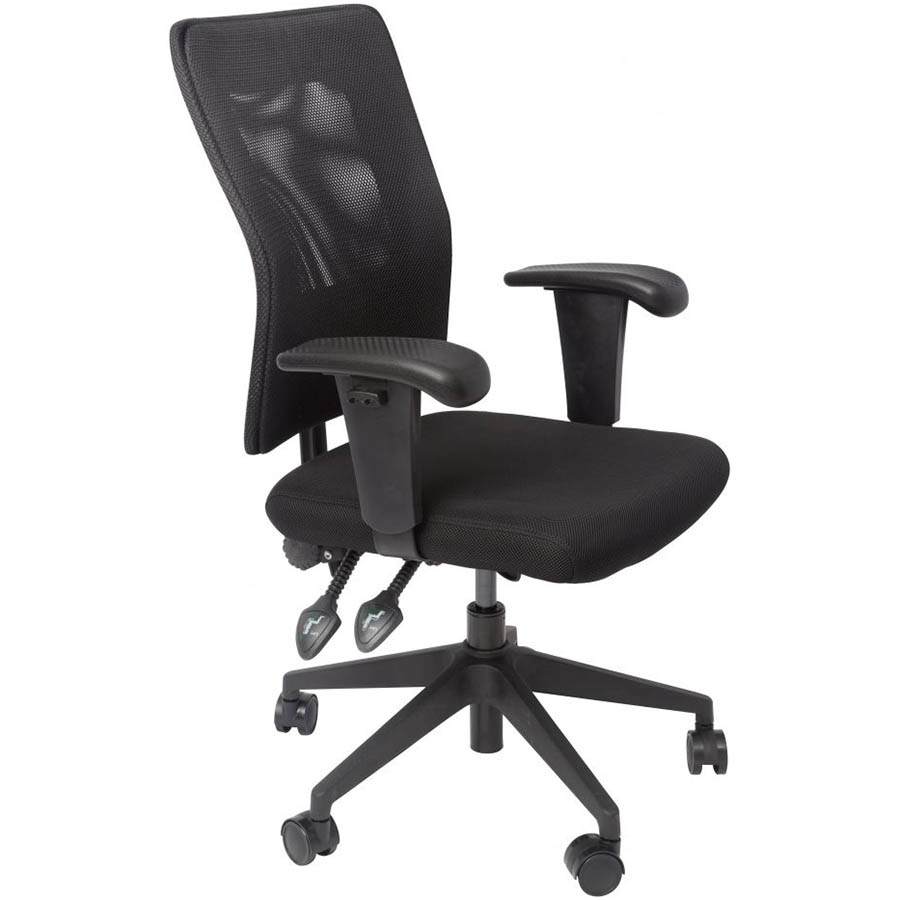 Image for RAPIDLINE AM100 OPERATOR CHAIR MEDIUM MESH BACK ARMS BLACK from Ross Office Supplies Office Products Depot