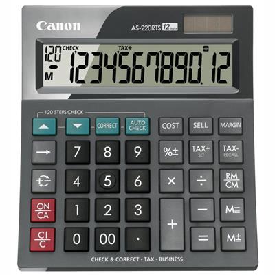 Image for CANON AS-220RTS ARC DESKTOP CALCULATOR 12 DIGIT GREY from Office Business Office Products Depot