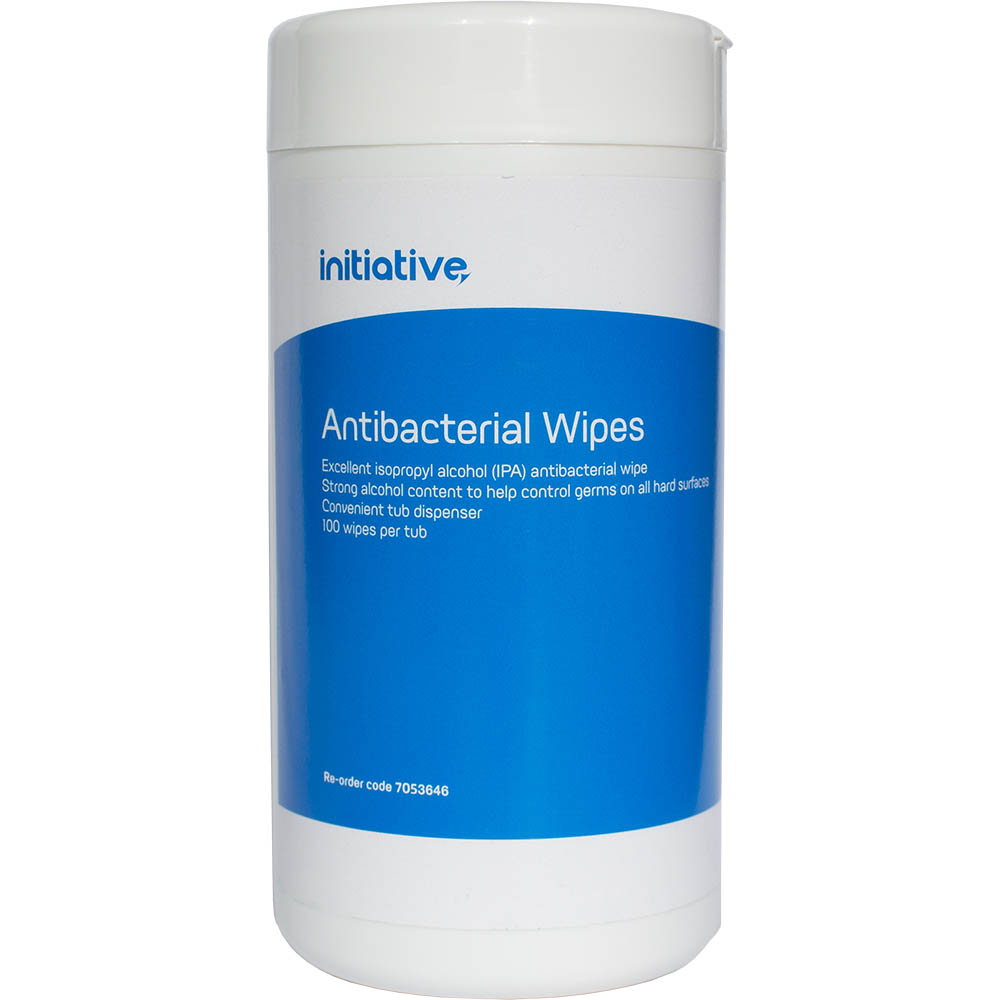 Image for INITIATIVE ANTIBACTERIAL ISOPROPYL ALCOHOL WIPES TUB 100 SHEETS from Margaret River Office Products Depot