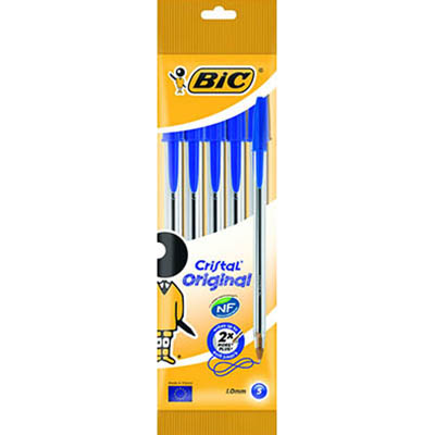 Image for BIC CRISTAL BALLPOINT PENS MEDIUM BLUE PACK 5 from MOE Office Products Depot Mackay & Whitsundays