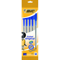 bic cristal ballpoint pens medium blue pack 5