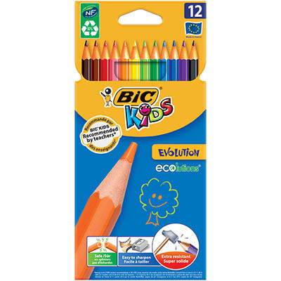 Image for BIC KIDS EVOLUTION COLOURING PENCIL ASSORTED PACK 12 from MOE Office Products Depot Mackay & Whitsundays