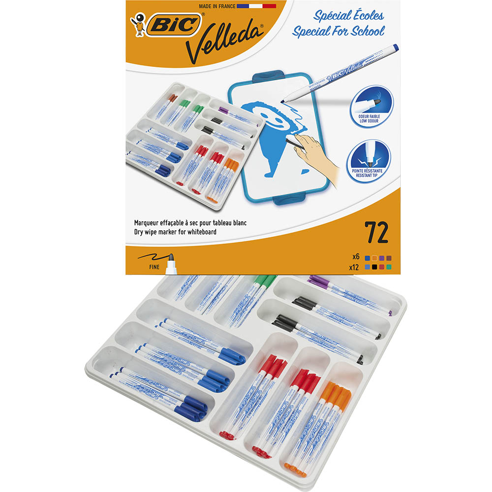 Image for BIC VELLEDA 1721 WHITEBOARD MARKER BULLET FINE ASSORTED CLASSPACK 72 from Office Business Office Products Depot
