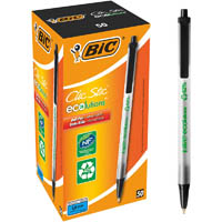 bic ecolutions clic stic retractable ballpoint pen medium black box 50