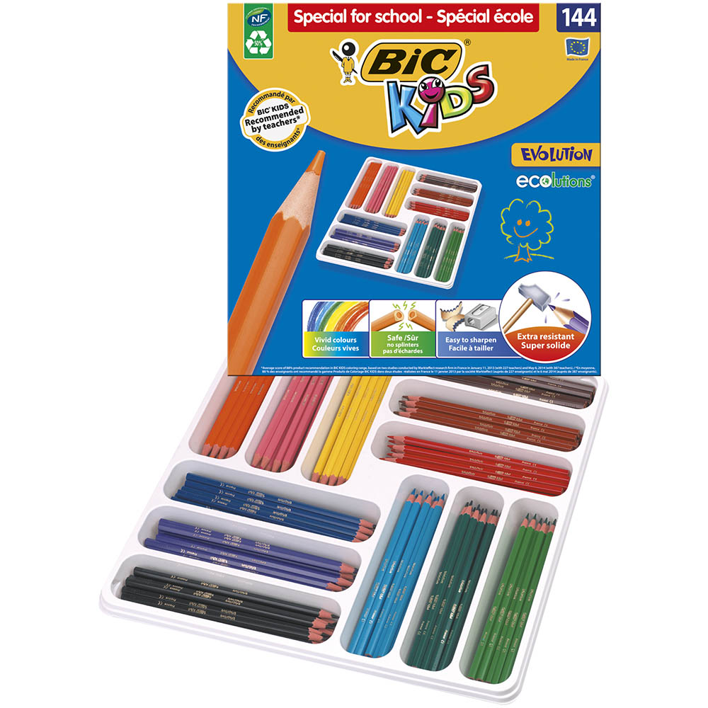 Image for BIC KIDS EVOLUTION COLOURING PENCIL ASSORTED CLASSPACK 144 from Barkers Rubber Stamps & Office Products Depot