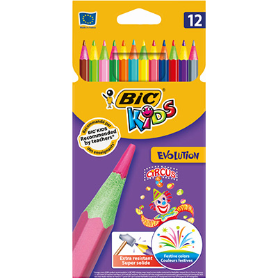 Image for BIC KIDS EVOLUTION CIRCUS COLOURING PENCILS ASSORTED PACK 12 from Barkers Rubber Stamps & Office Products Depot