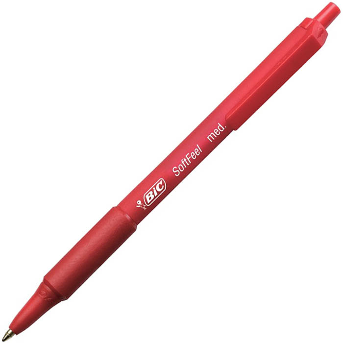 Image for BIC SOFTFEEL RETRACTABLE BALLPOINT PEN 1.0MM RED BOX 12 from Ross Office Supplies Office Products Depot