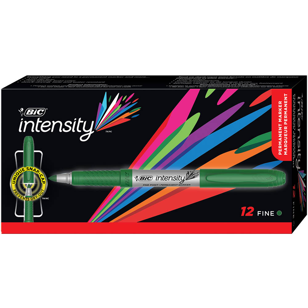 Image for BIC INTENSITY PERMANENT MARKER BULLET FINE GREEN BOX 12 from MOE Office Products Depot Mackay & Whitsundays