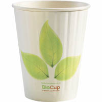 biopak biocup double wall cup 250ml white leaf pack 50