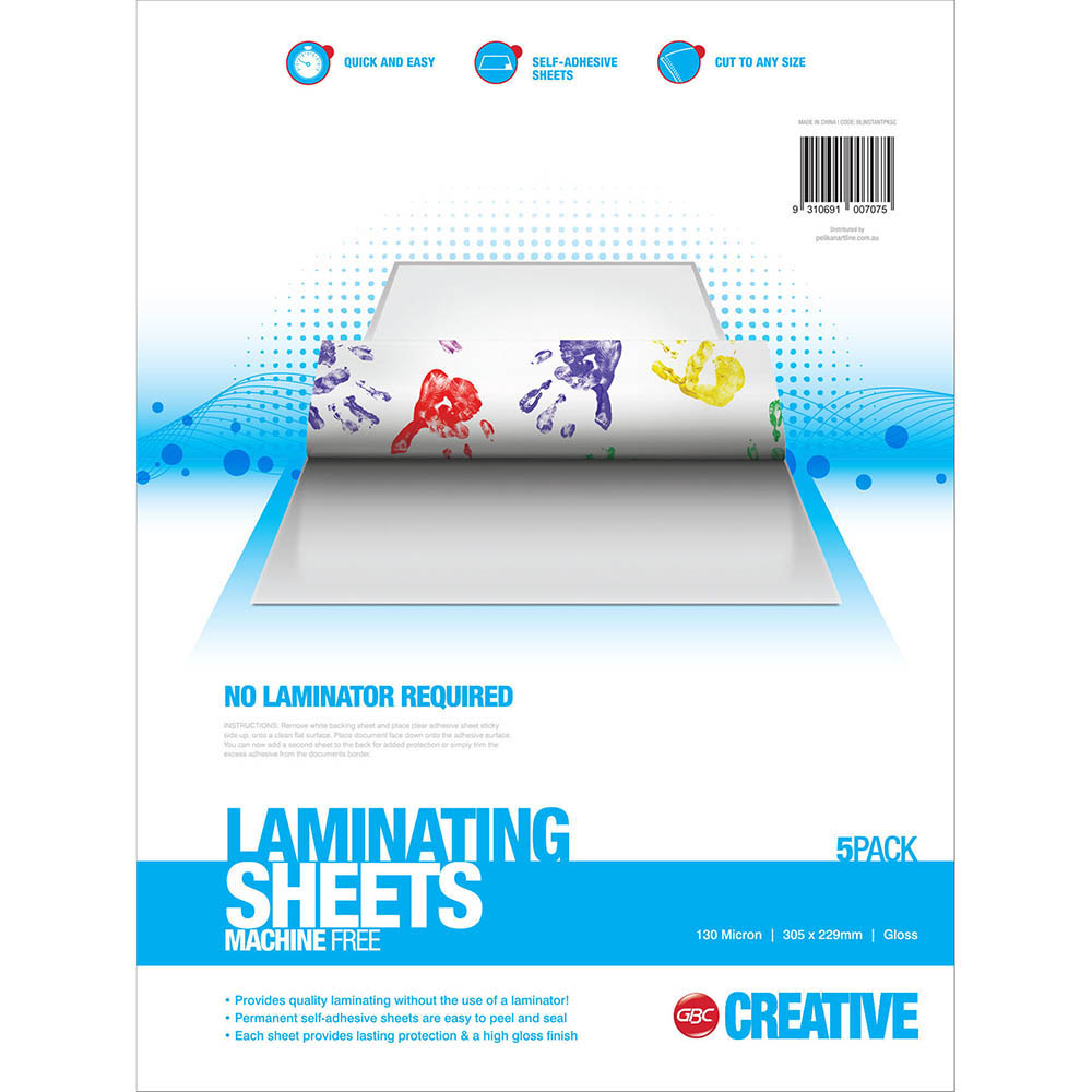 Image for GBC CREATIVE SELF LAMINATING POUCH 130 MICRON 305 X 229MM CLEAR PACK 5 from Office Products Depot Gold Coast