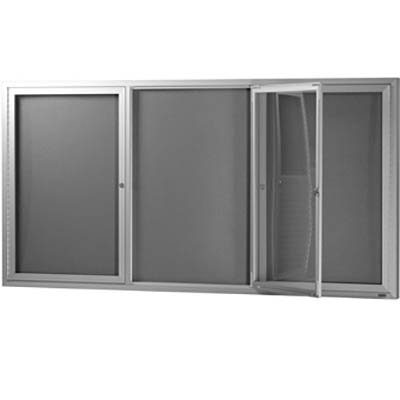 Image for VISIONCHART BE NOTICED NOTICE CASE 3 HINGED DOOR 1830 X 915MM SILVER FRAME GREY BACKING from Office Products Depot Gold Coast