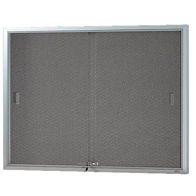 Image for VISIONCHART BE NOTICED NOTICE CASE 2 SLIDING DOOR 1220 X 915MM SILVER FRAME GREY BACKING from MOE Office Products Depot Mackay & Whitsundays
