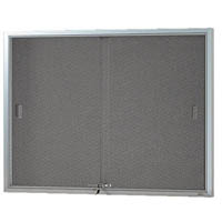 visionchart be noticed notice case 2 sliding door 1220 x 915mm silver frame grey backing