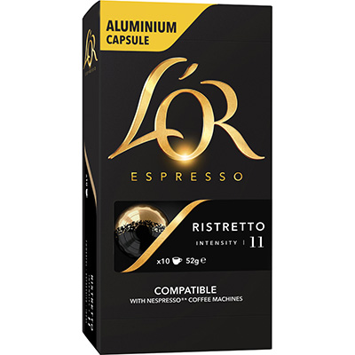 Image for L'OR ESPRESSO NESPRESSO COMPATIBLE COFFEE CAPSULES RISTRETTO PACK 10 from OFFICEPLANET OFFICE PRODUCTS DEPOT