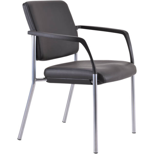 Image for BURO LINDIS VISITOR CHAIR 4-LEG BASE UPHOLSTERED BACK ARMS DILLON PU BLACK from MOE Office Products Depot Mackay & Whitsundays