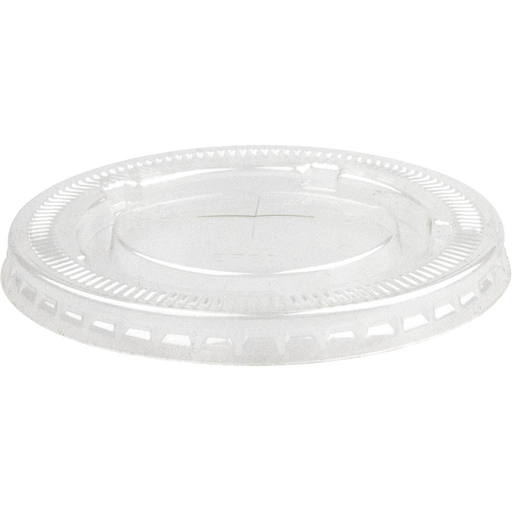 Image for BIOPAK PET FLAT LID WITH STRAW SLOT 90MM CLEAR PACK 50 from Ross Office Supplies Office Products Depot
