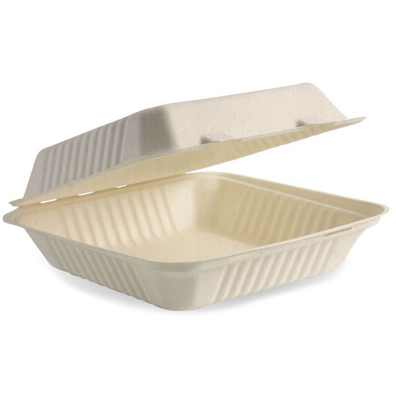 Image for BIOPAK BIOCANE TAKEAWAY CLAMSHELL 230 X 230 X 80MM NATURAL PACK 100 from Barkers Rubber Stamps & Office Products Depot