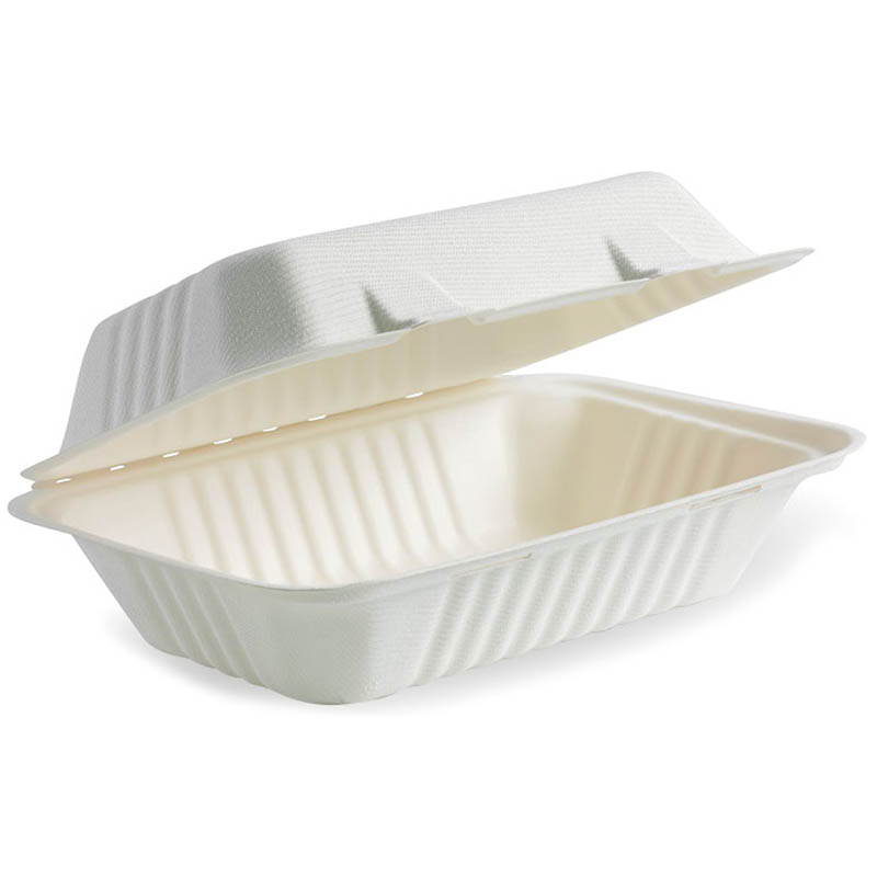 Image for BIOPAK BIOCANE TAKEAWAY CLAMSHELL 230 X 150 X 80MM WHITE PACK 125 from Barkers Rubber Stamps & Office Products Depot