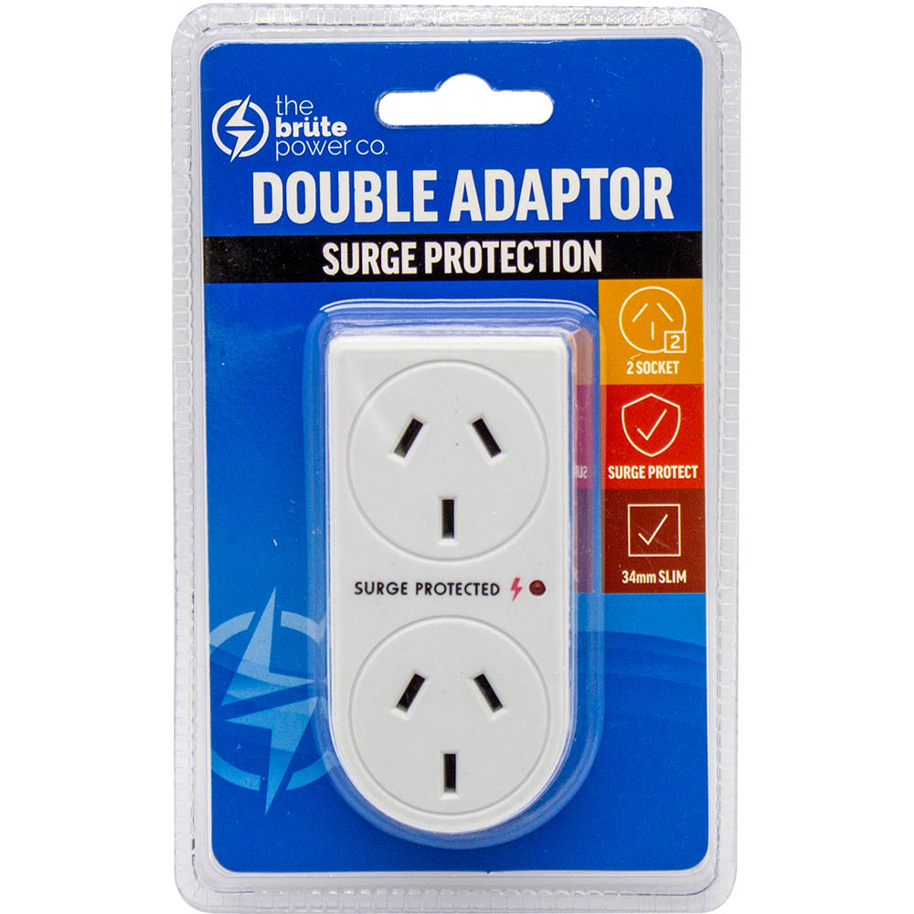 Image for THE BRUTE POWER CO DOUBLE ADAPTOR VERTICAL WITH SURGE PROTECTION from Ross Office Supplies Office Products Depot