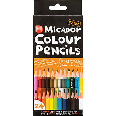 Image for MICADOR BASICS COLOUR PENCILS ASSORTED PACK 24 from Barkers Rubber Stamps & Office Products Depot