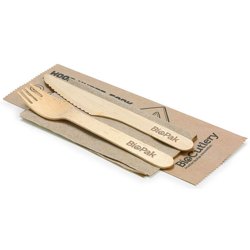 Image for BIOPAK COATED 100% WOOD CUTLERY SET 160MM PACK 100 from Office Products Depot