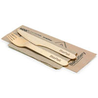 biopak coated 100% wood cutlery set 160mm pack 100