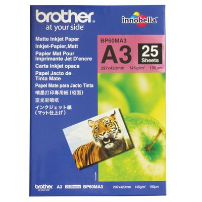 Image for BROTHER BP-60M PHOTO PAPER 145GSM A3 MATTE WHITE PACK 25 from Albany Office Products Depot