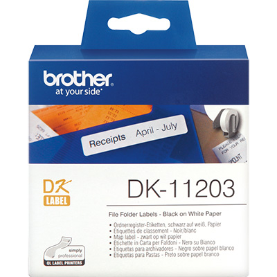 Image for BROTHER DK-11203 LABEL ROLL 17 X 87MM WHITE ROLL 300 from Barkers Rubber Stamps & Office Products Depot