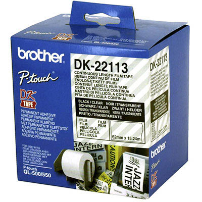 Image for BROTHER DK-22113 CONTINUOUS FILM LABEL ROLL 62MM X 15.24M CLEAR from Office Products Depot