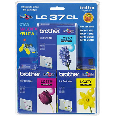 Image for BROTHER LC37CL3PK INK CARTRIDGE VALUE PACK CYAN/MAGENTA/YELLOW from Office Business Office Products Depot