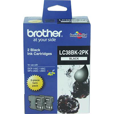 Image for BROTHER LC38BK2PK INK CARTRIDGE BLACK PACK 2 from MOE Office Products Depot Mackay & Whitsundays