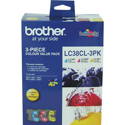 Image for BROTHER LC38CL3PK INK CARTRIDGE VALUE PACK CYAN/MAGENTA/YELLOW from MOE Office Products Depot Mackay & Whitsundays