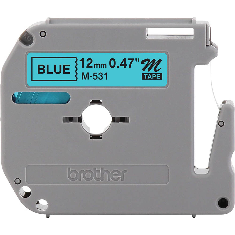 Image for BROTHER M-531 NON LAMINATED LABELLING TAPE 12MM BLACK ON BLUE from Total Supplies Pty Ltd